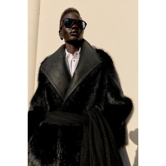 ZARA REVERSIBLE DOUBLE-FACED FAUX FUR COAT - Picture 1 of 6